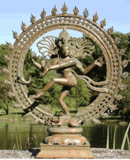 What does the statue of dancing Nataraja symbolise in the premises